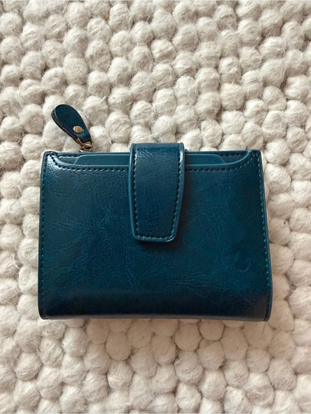 Teal Compact Leather Wallet - Women
